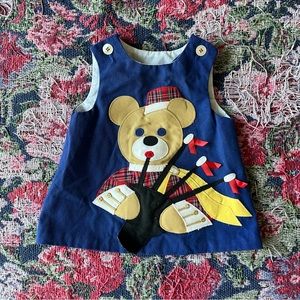 vintage Chocolate Soup Scottish Bagpipe bear pinafore jumper dress